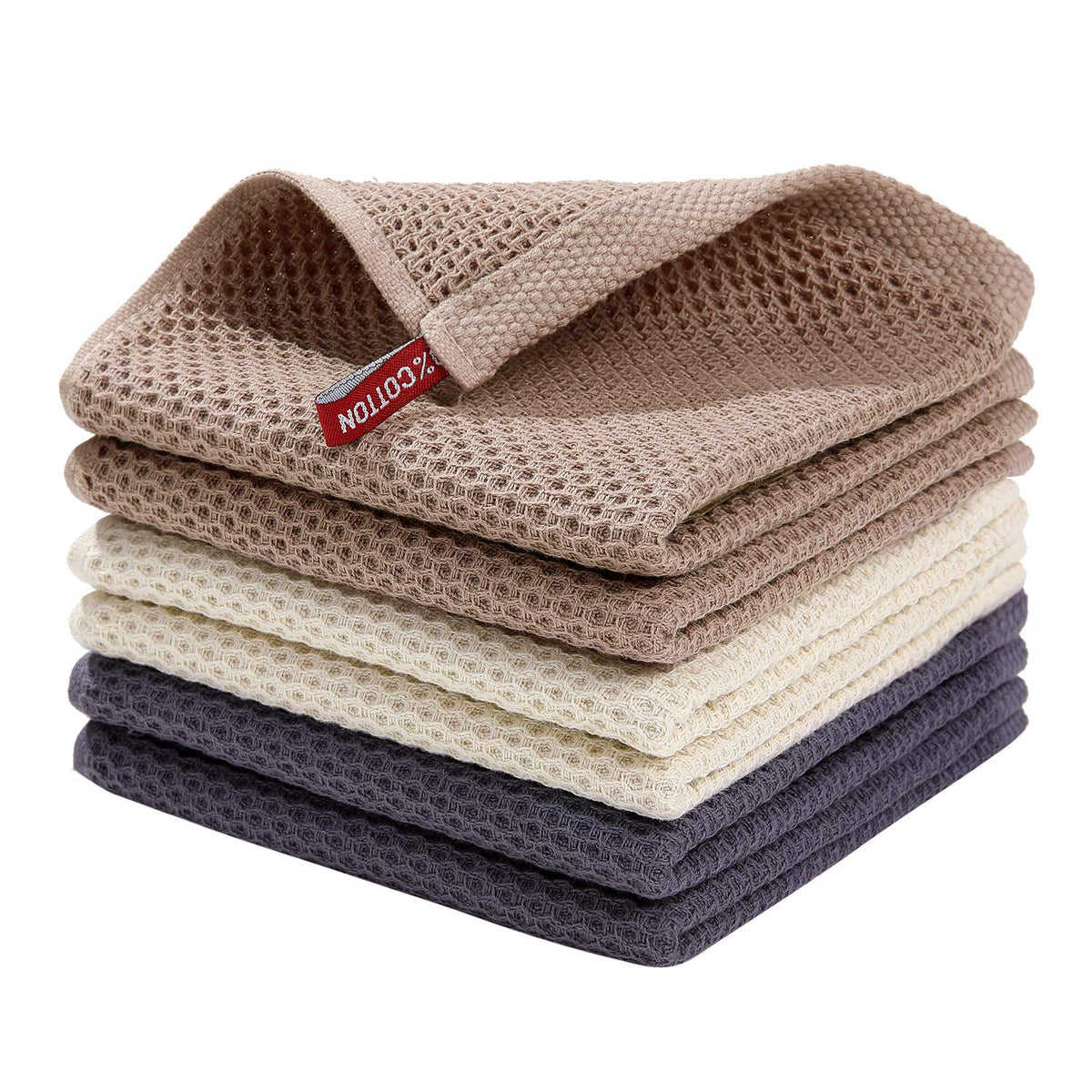 Homaxy waffle weave dishcloth in soft color, highly absorbent for quick drying