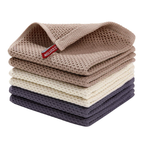 Homaxy waffle weave dishcloth in soft color, highly absorbent for quick drying