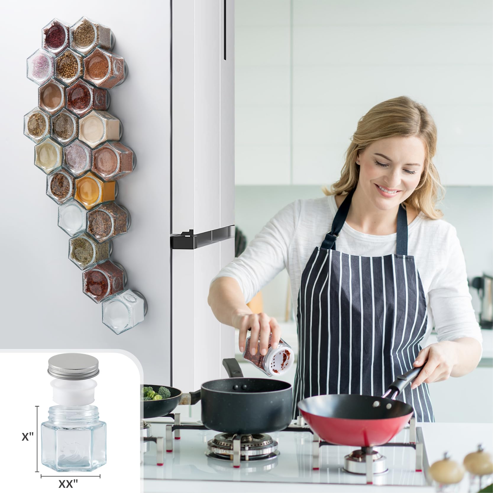 Homazing glass spice containers with waterproof labels keep spices organized