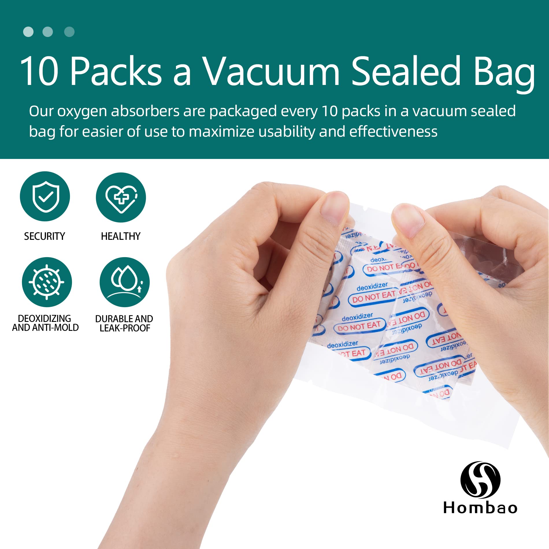 Hombao high-grade absorber delivers strong oxygen removal for many foods.