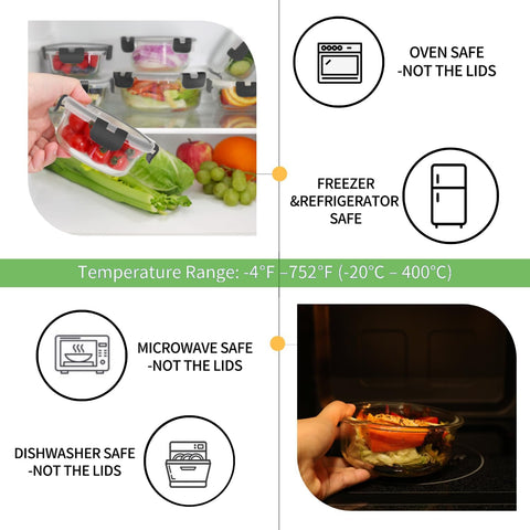 HOMBERKING 1050ml rectangle glass container ideal for family leftovers and batch meals