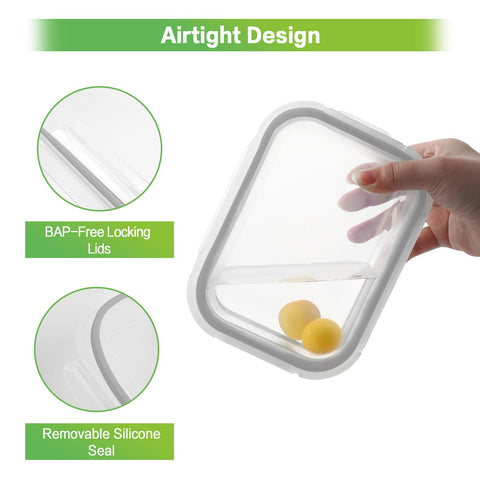 HOMBERKING 1050ml rectangle glass container with lid for bulk meals and easy storage.