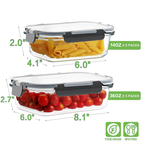 HOMBERKING 36oz rectangle glass container with clear body.