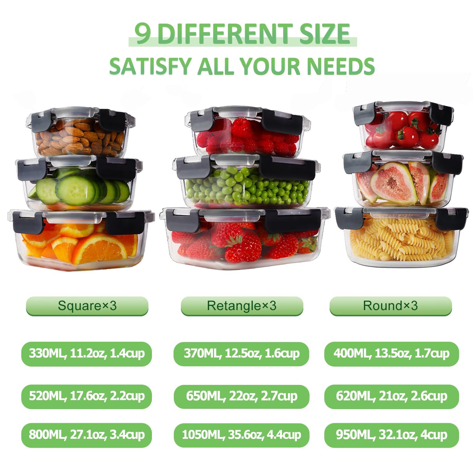 HOMBERKING 650ml rectangle glass container for versatile fridge storage and meals