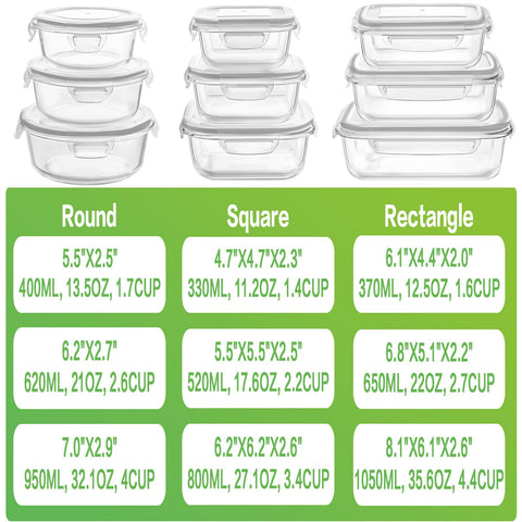 HOMBERKING 650ml rectangle glass container with lid for leftovers and organized lunches.