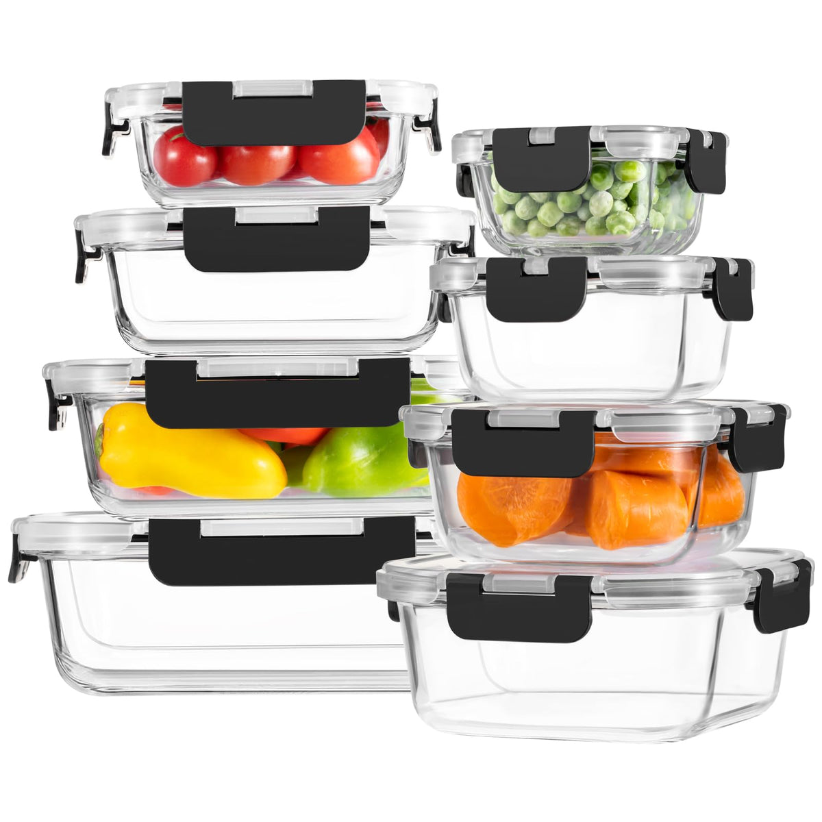 HOMBERKING 200 ml rectangle glass container with lid, ideal for portion control.