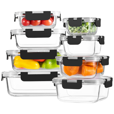 HOMBERKING 200 ml rectangle glass container with lid, ideal for portion control.