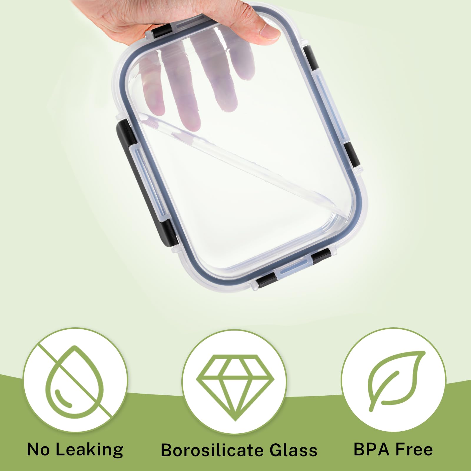 HOMBERKING 150 ml square glass container with lid, snack-sized portions.