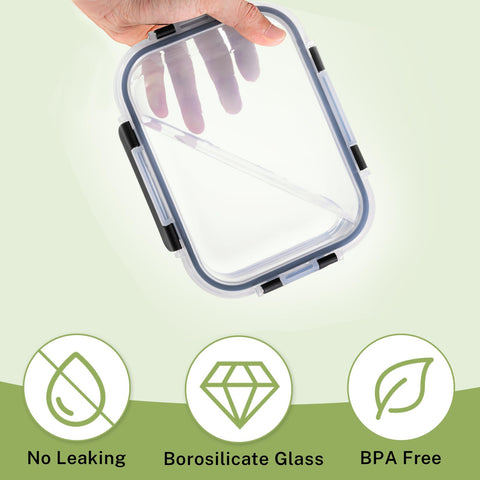 HOMBERKING 150 ml square glass container with lid, snack-sized portions.