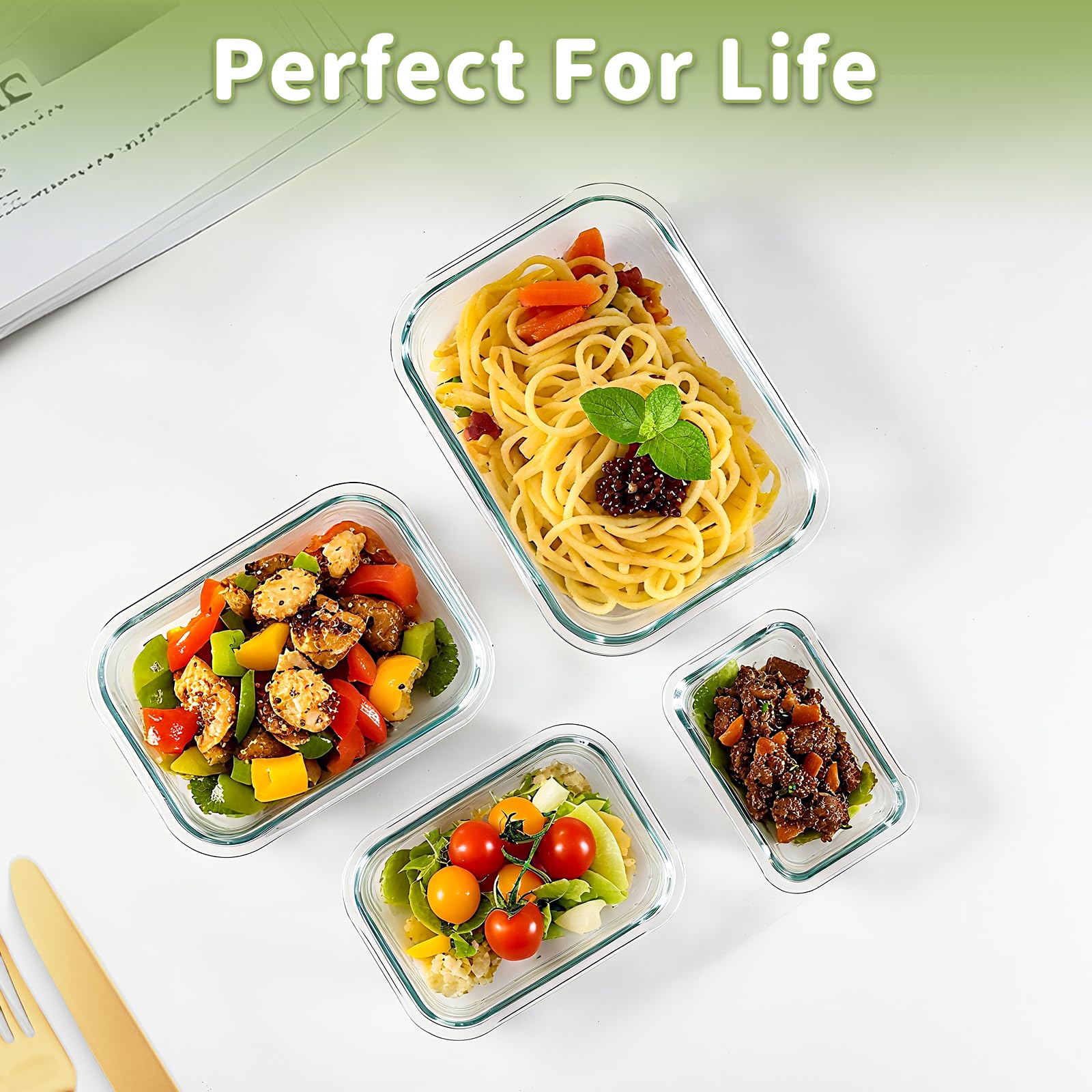 HOMBERKING 320 ml square glass container with lid, grab-and-go lunches.