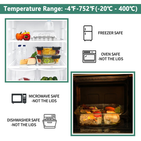 HOMBERKING airtight snap-lock lids with silicone seals keep meals fresh