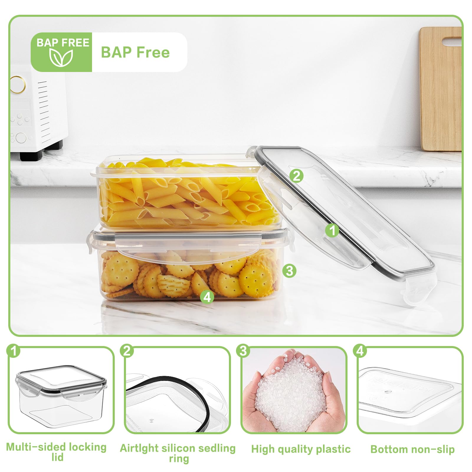 HOMBERKING BPA-free reusable storage supports eco-friendly kitchen organization.