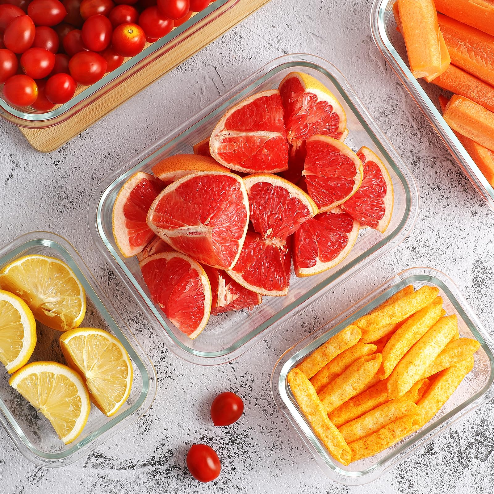 HOMBERKING freezer-to-oven safe glass containers flex meal prep.
