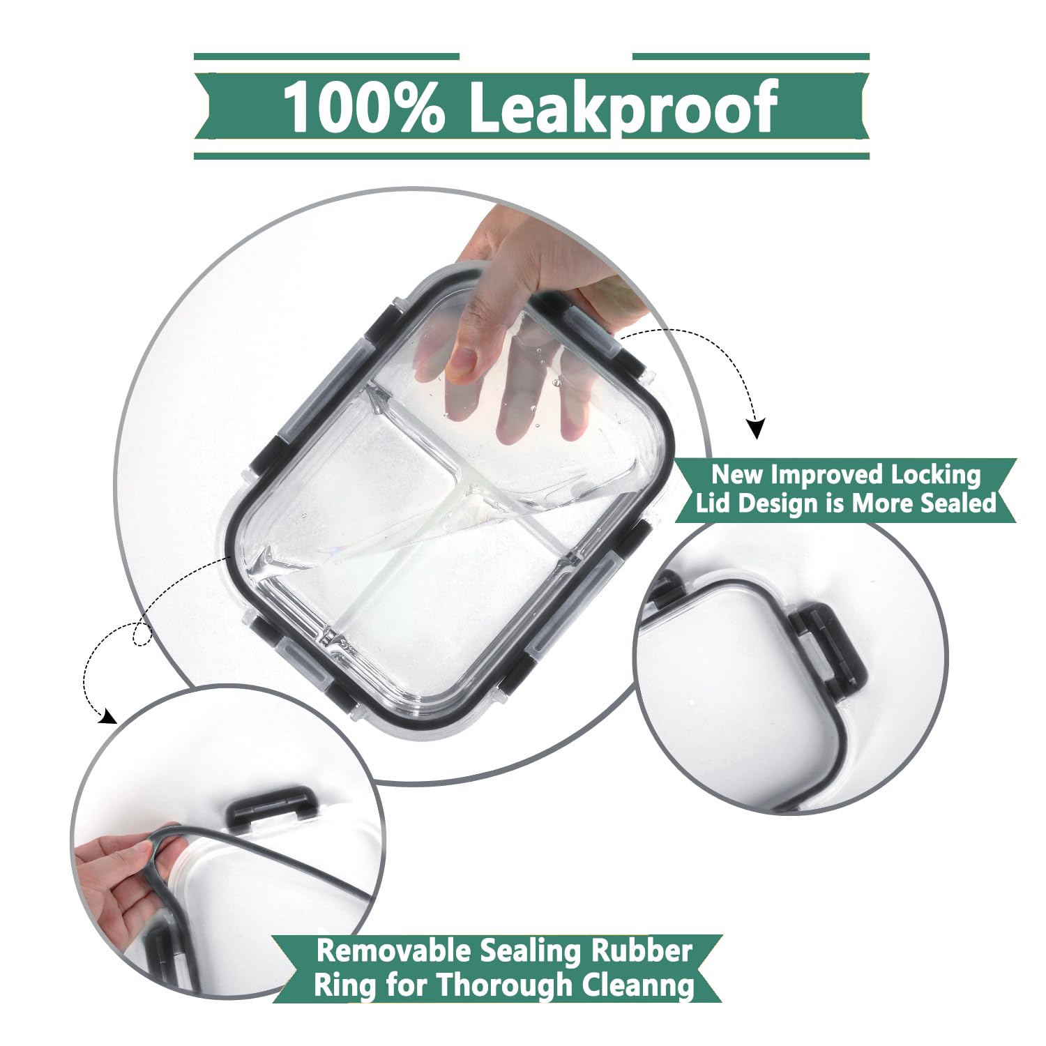 HOMBERKING glass containers with dishwasher-safe lids for easy cleaning