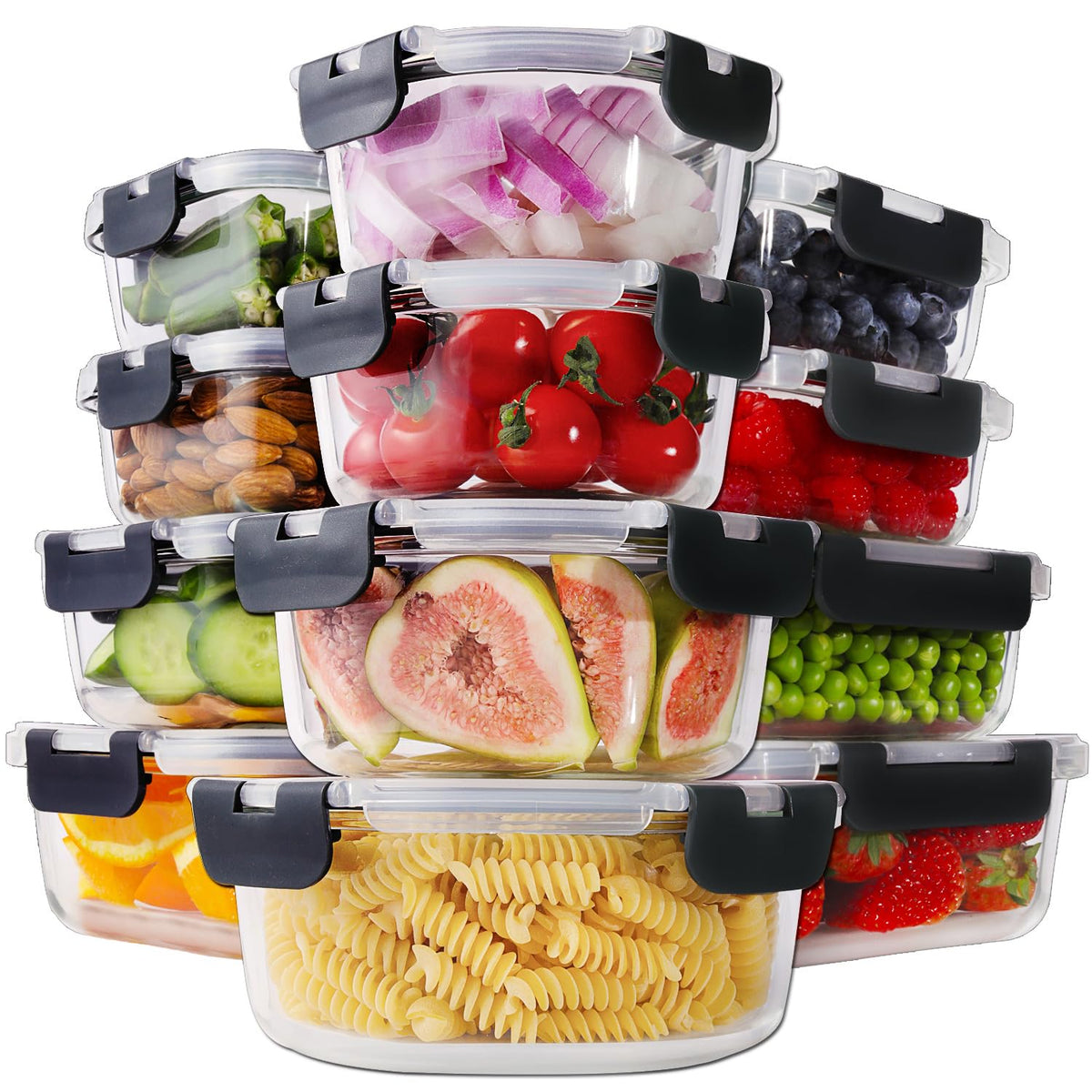 HOMBERKING rectangle 370ml container for compact meal prep and airtight fridge storage