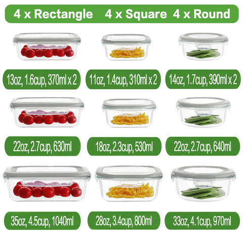 HOMBERKING rectangular 370ml container for small portions and meal prep