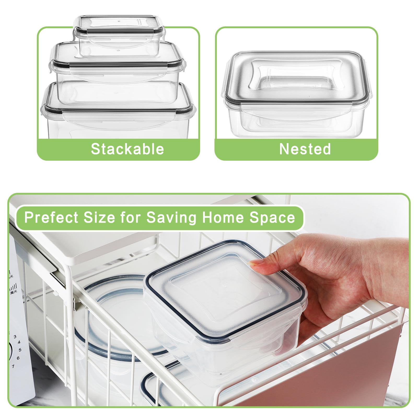 HOMBERKING see-through rectangular, square, and round containers speed content checks.