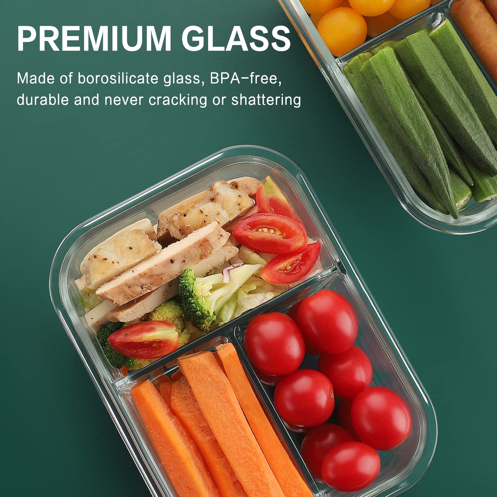 HOMBERKING stackable glass food storage for space-saving organization