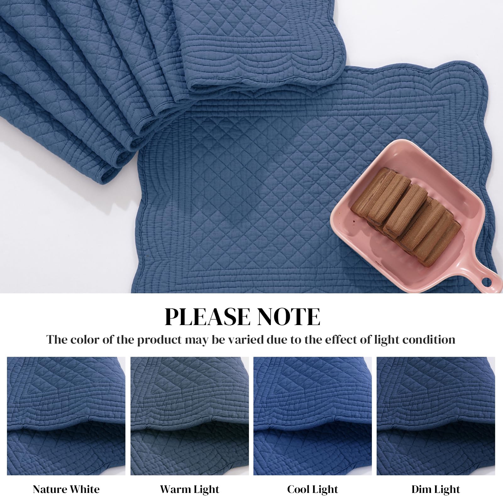 Close-up of HOMBYS cotton placemats showing soft texture