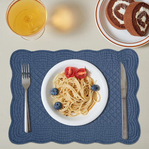 Quilted edge design by HOMBYS adds rustic charm to table