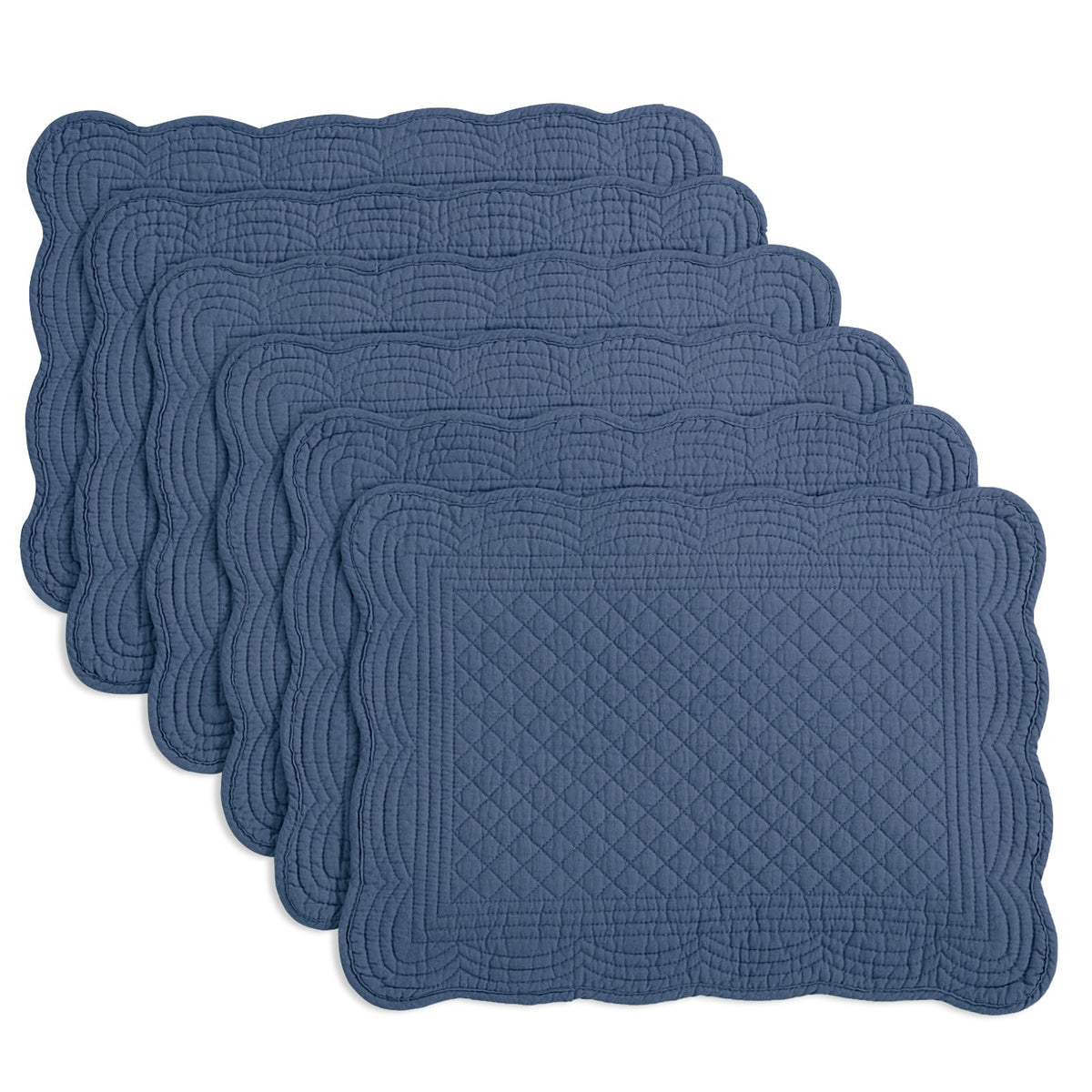 HOMBYS sapphire blue quilted placemats, 13x18, double-layer for surface protection