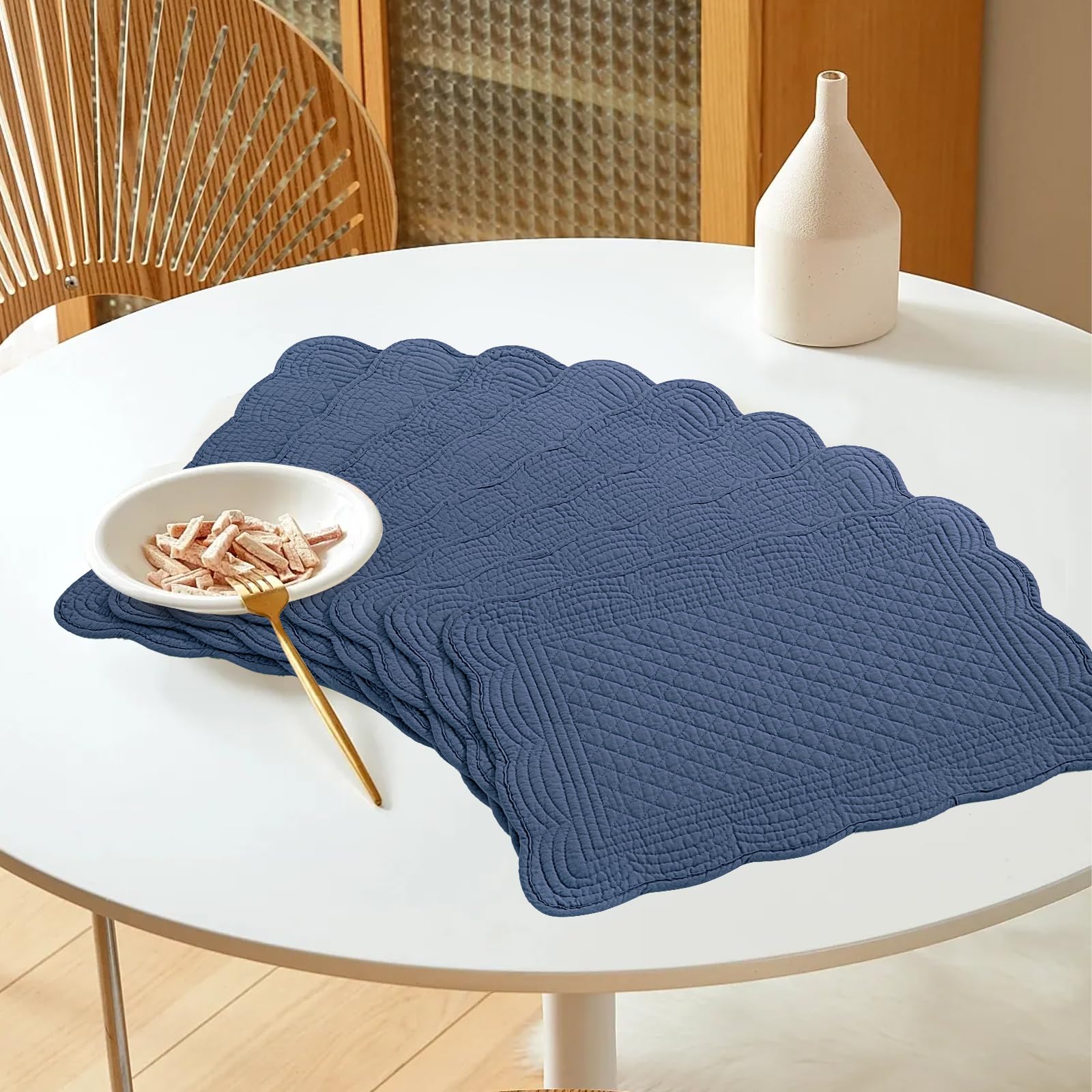 Sapphire blue HOMBYS placemats enhance dining ambiance