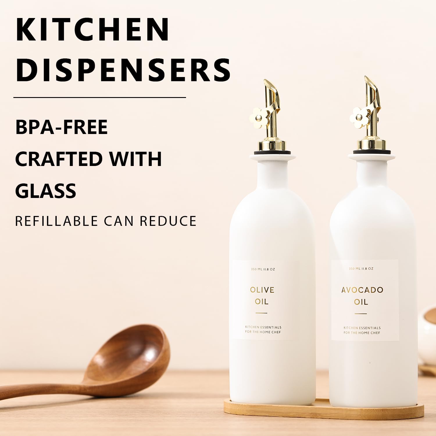 HOMCDALY bamboo tray keeps your countertop organized while serving olive oil.
