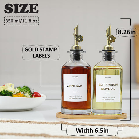HOMCDALY glass oil bottle with pour spout for clean kitchen use