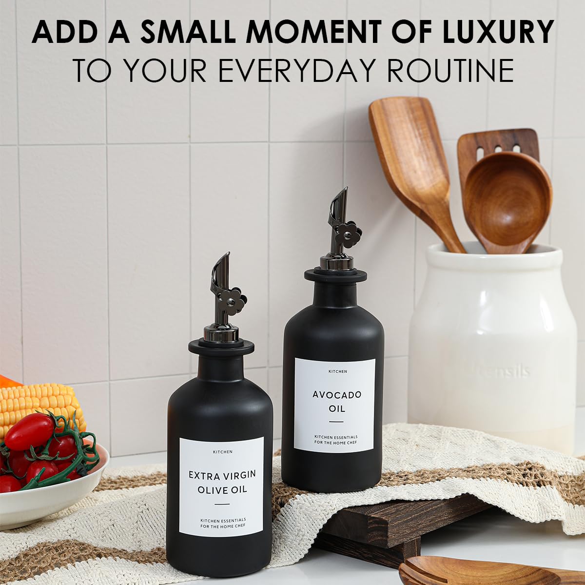 HOMCDALY leakproof olive oil bottle reduces drips during cooking
