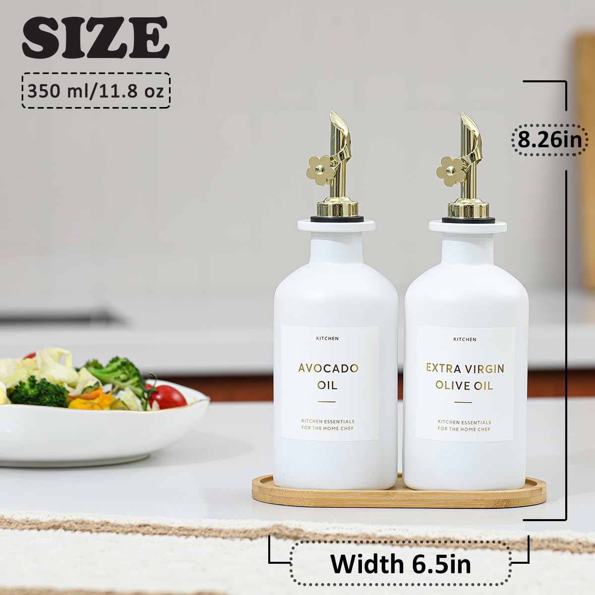 HOMCDALY glass bottle, clear and stylish for oil and vinegar storage