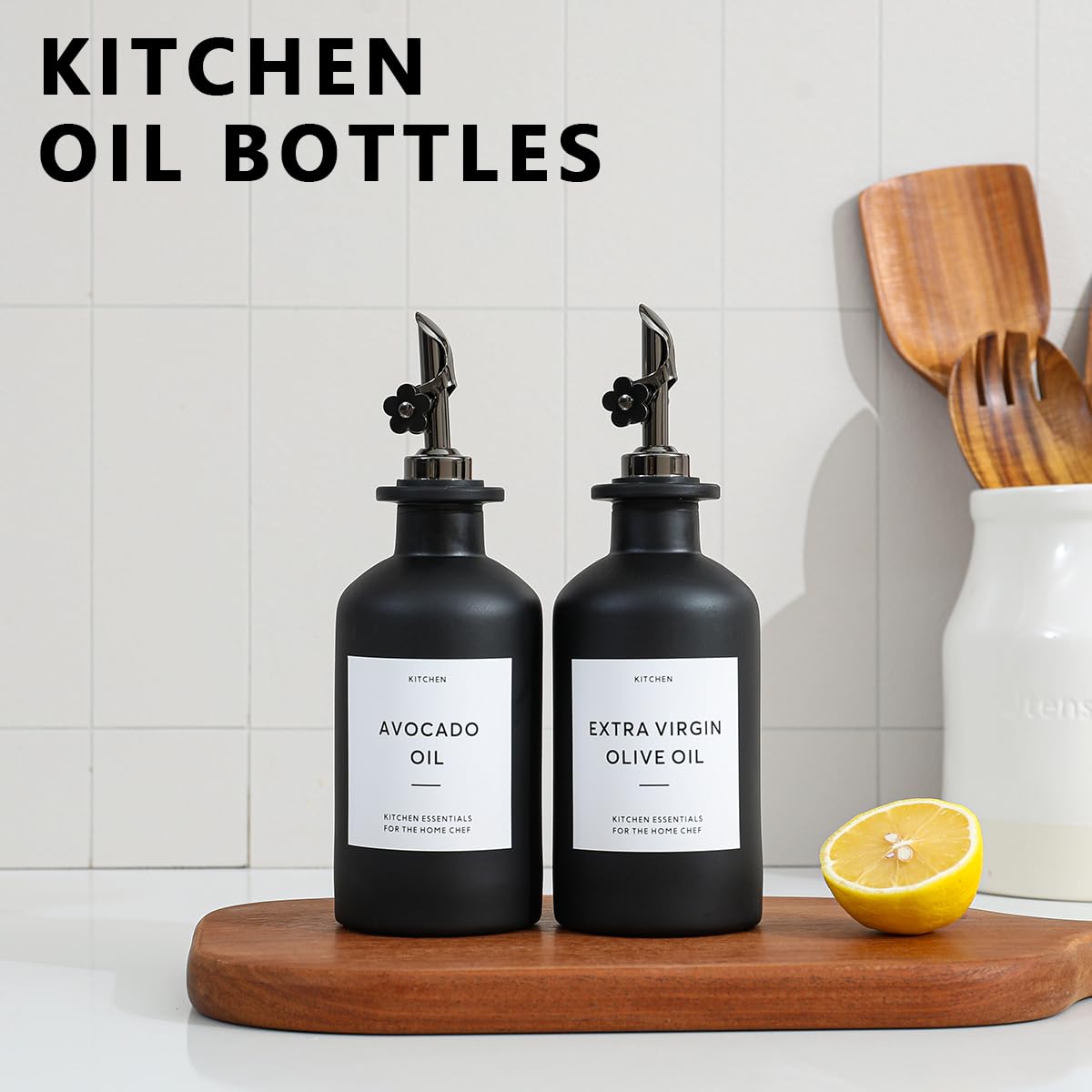 HOMCDALY olive oil vinegar cruet set ideal for countertops