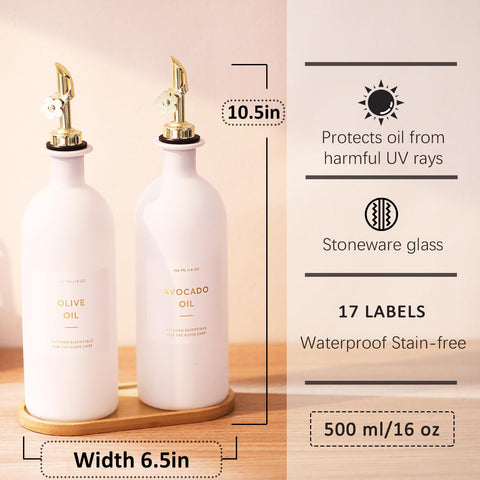 HOMCDALY opaque glass bottles help keep oil fresh by blocking light.