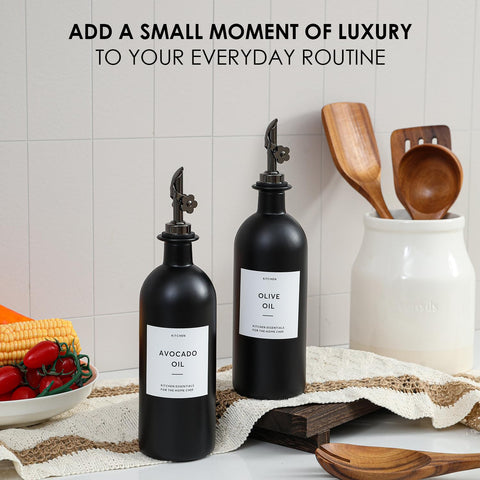 HOMCDALY stainless steel spouts fit the cruets for smooth pours.