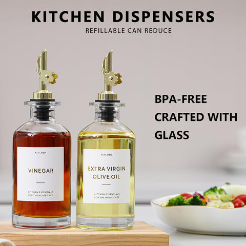 HOMCDALY vinegar dispenser glass bottle keeps condiments organized