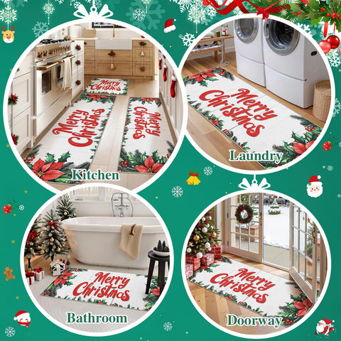 Homcomoda rug set suits kitchens, laundries, and foyers for festive style.
