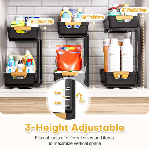 Homde sturdy metal frame with plastic trays supports heavy kitchen and bathroom items.
