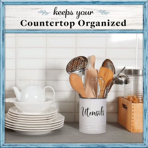 Home Acre Designs compact countertop organizer fits spatulas ladles and tongs