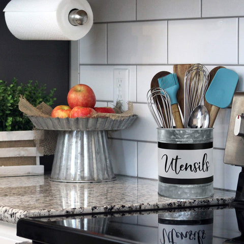 Home Acre Designs kitchen organizer stands 6.7 inches tall for large utensils.