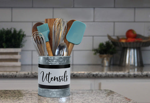 Home Acre Designs large utensil holder on the counter maximizes space.