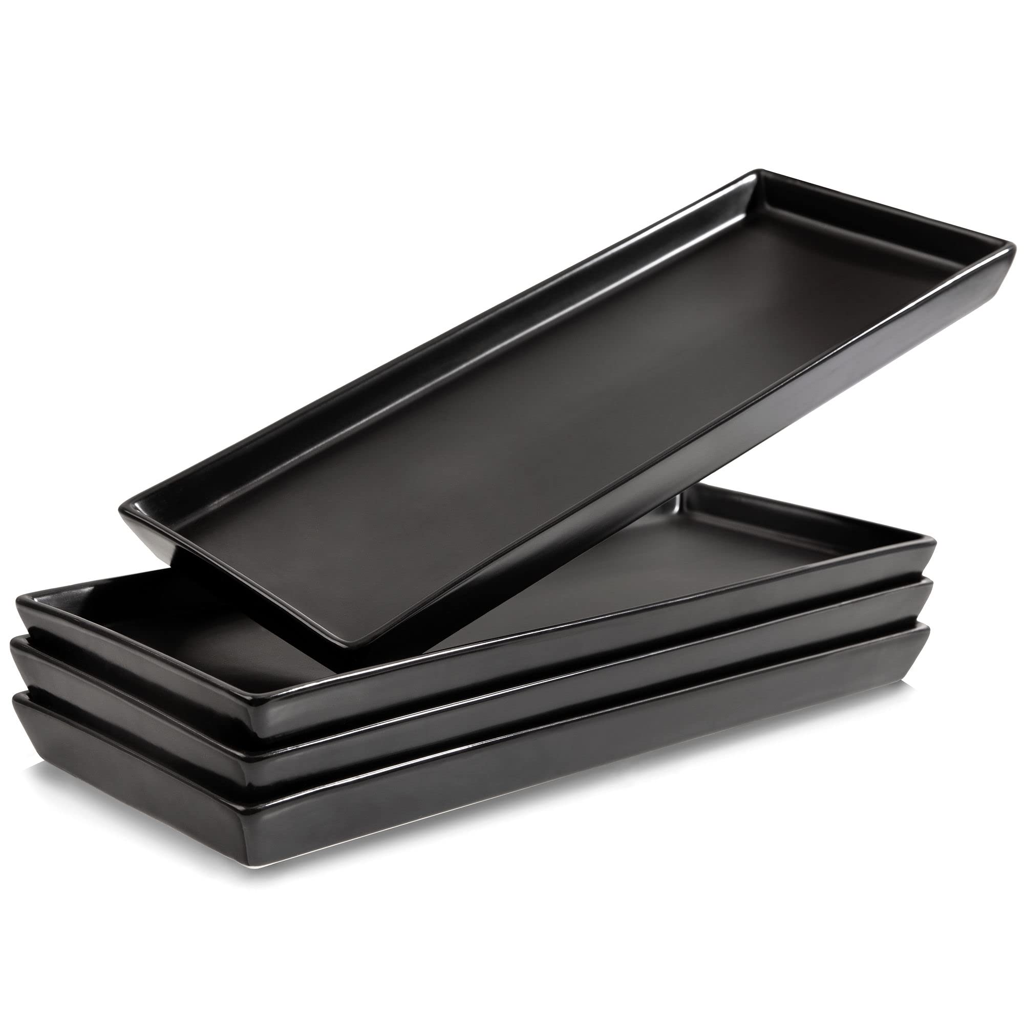 Home Beets matte black ceramic serving platter with lip for easy serving
