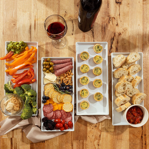 Home Beets ceramic platter with sushi and appetizers on display