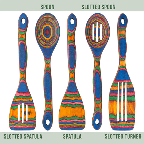 Home Beets ergonomic wooden utensils with comfortable grip ideal for sautéing.