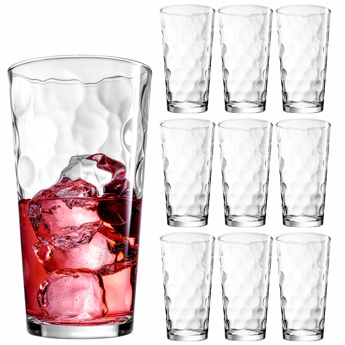 Home Essentials Beyond highball glasses with 17 oz capacity, ideal for cocktails and water.