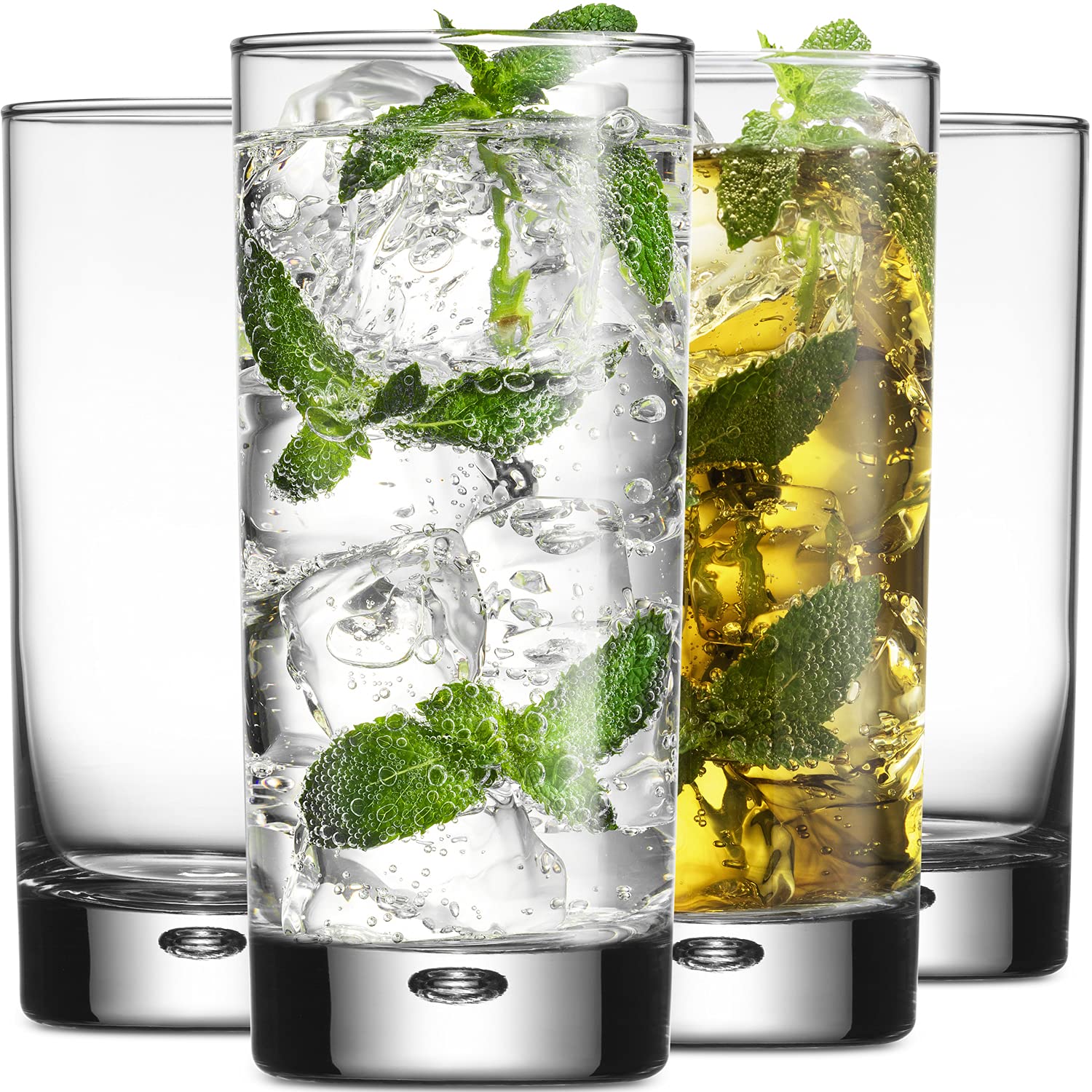 Home Essentials & Beyond highball glass 17oz with bubble base, ideal for cocktails.