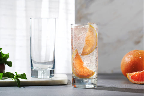 Home Essentials & Beyond highball glasses fit larger ice cubes for refined presentation.