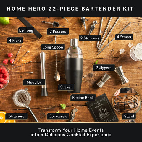 Home Hero stainless steel cocktail shaker highlights premium durability for everyday mixing.