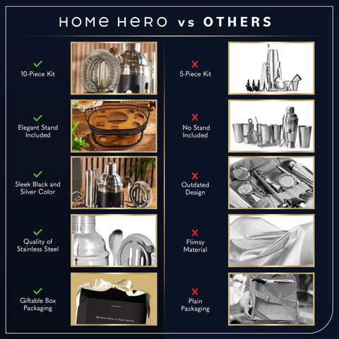 Home Hero silver and black bar set closeup highlighting modern design.