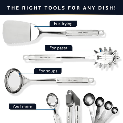 Home Hero slotted spoon and pasta spoon for draining and serving.