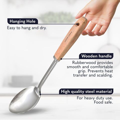 Home Hero slotted spoon designed for draining liquids while cooking.