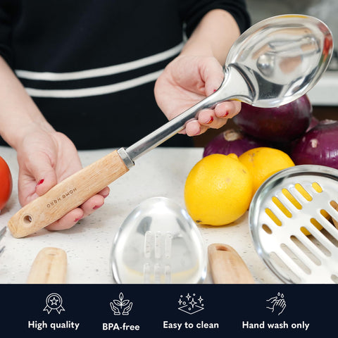 Home Hero solid spoon ideal for stirring sauces and soups.